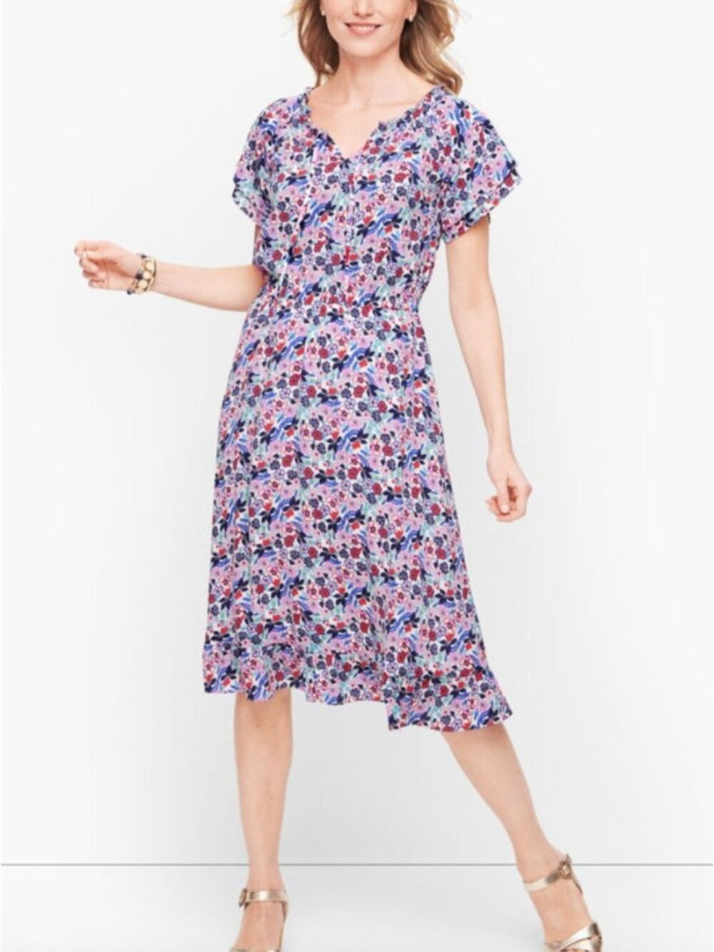 TALBOTS paradise floral popover dress size 6